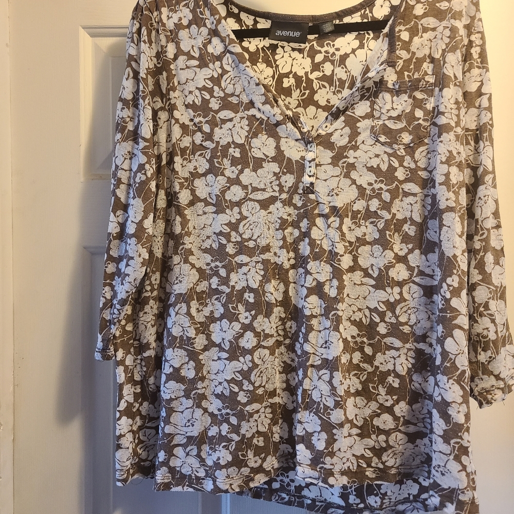 Floral Burnout long sleeve top